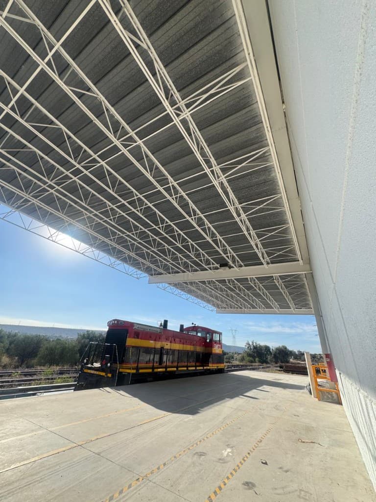 Locomotive at the distribution center's rail dock